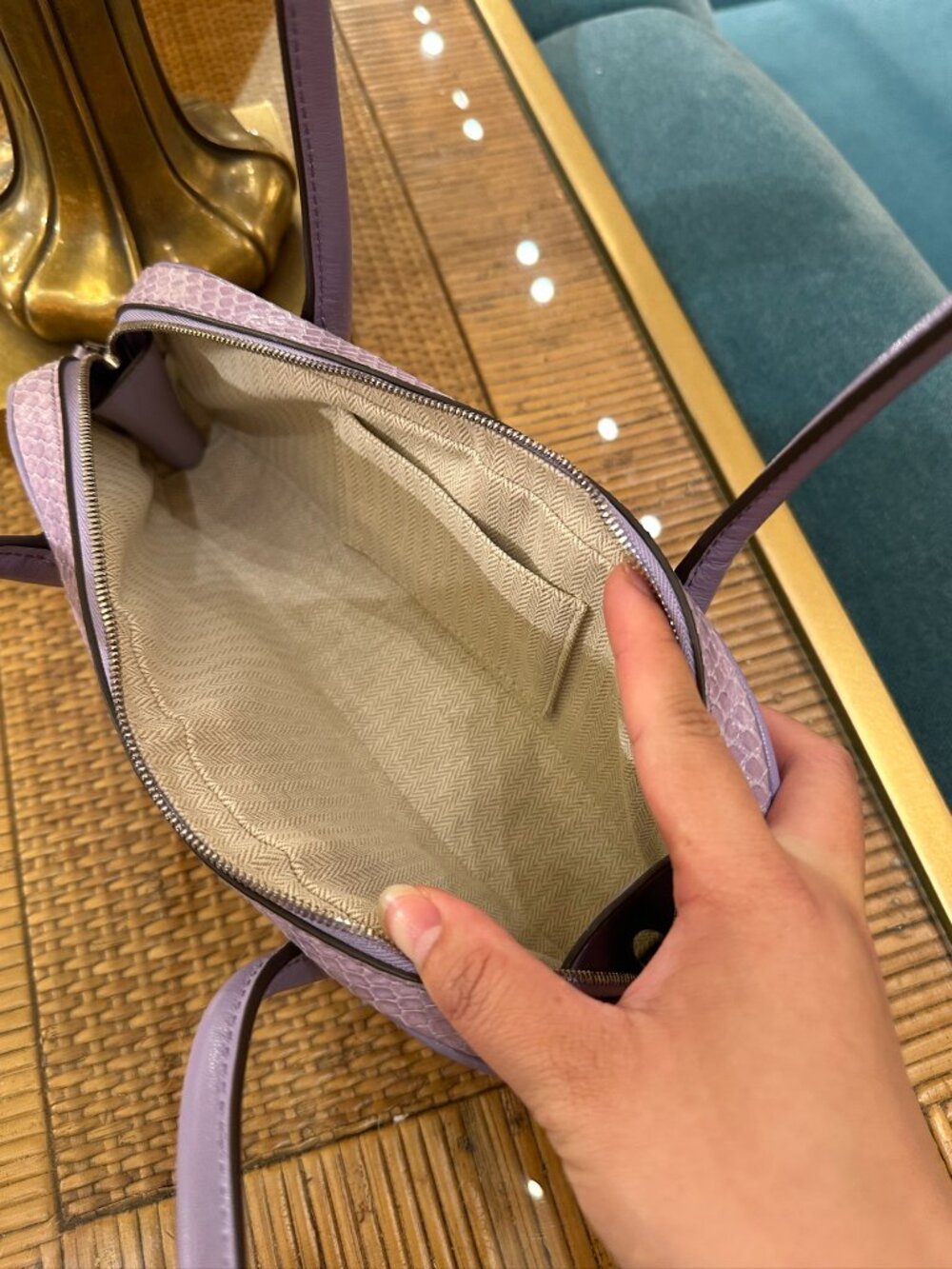 NWT! Tory Burch Rory Box Satchel 181102 In Lavender Sun Water Snake Leather - Picture 8 of 11